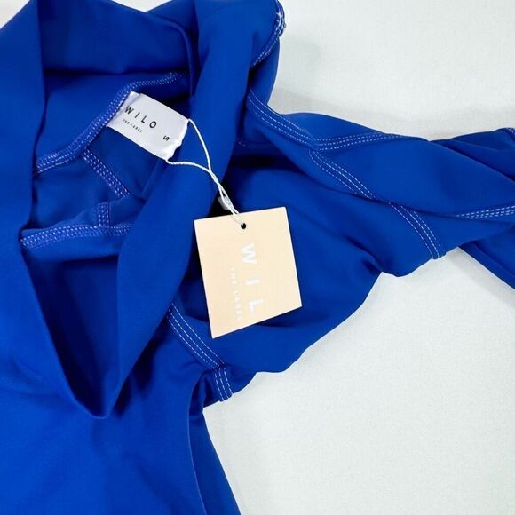 Wilo The Label Leggings Womens Small Blue Solid Mid-Rise Contour Seam New - Picture 9 of 11